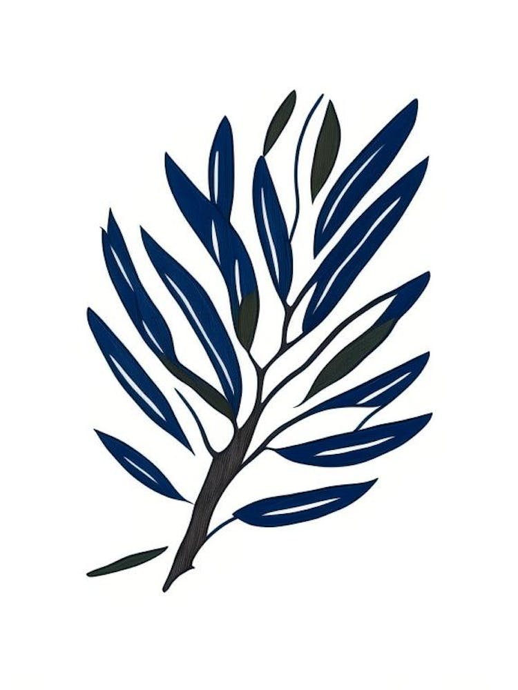 Olive Branch Symbol Blue And White Line Drawing