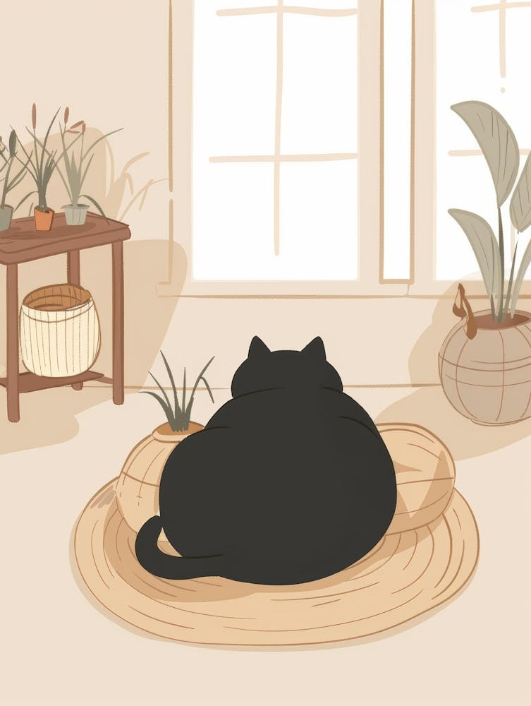 Chat Assis sur un Tapis