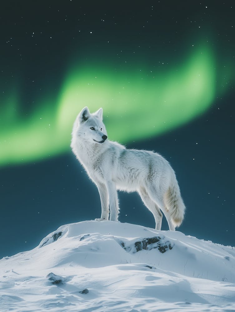 White Wolf In The Snow. Generated with AI.