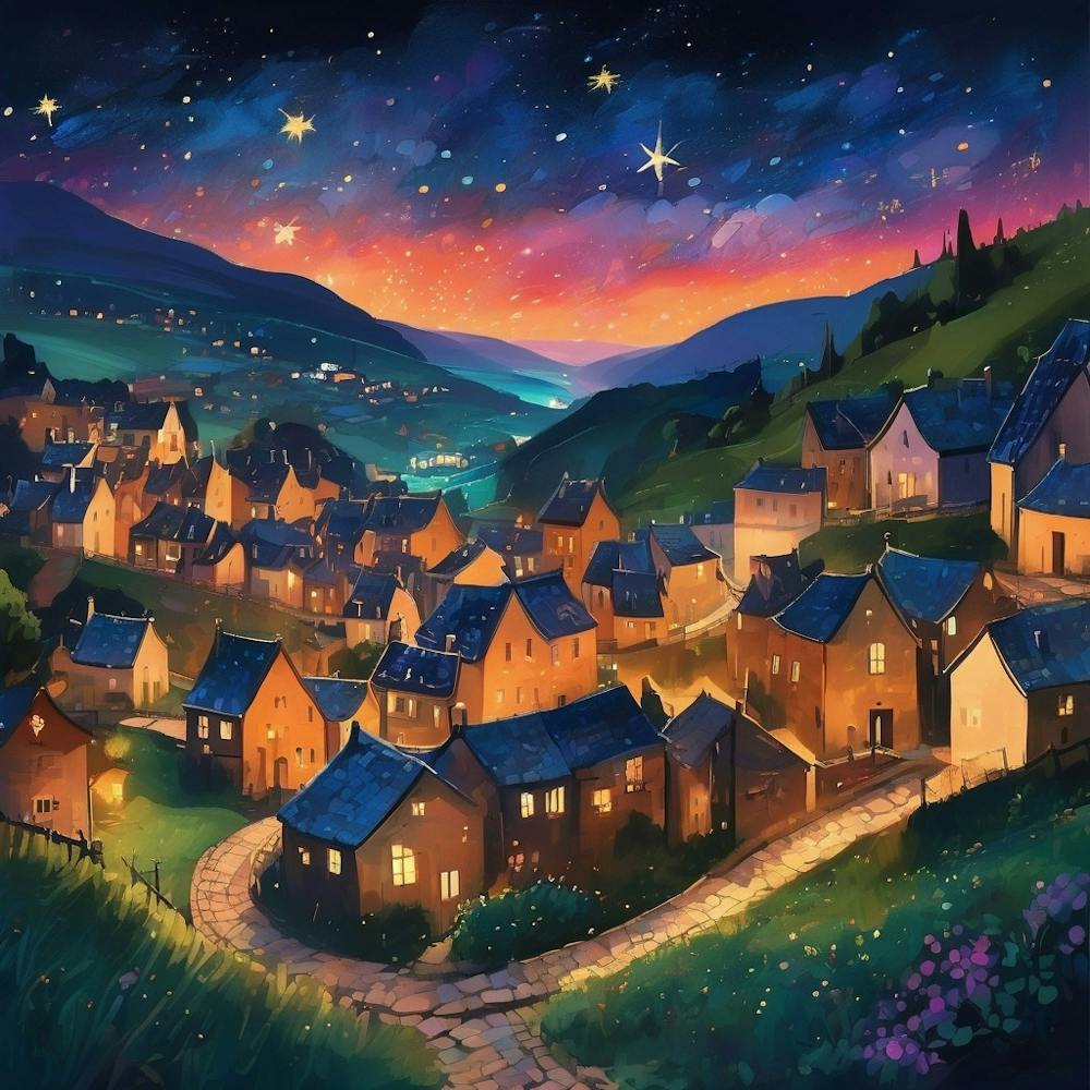 A Serene Night Scene With Vibrant Stars
