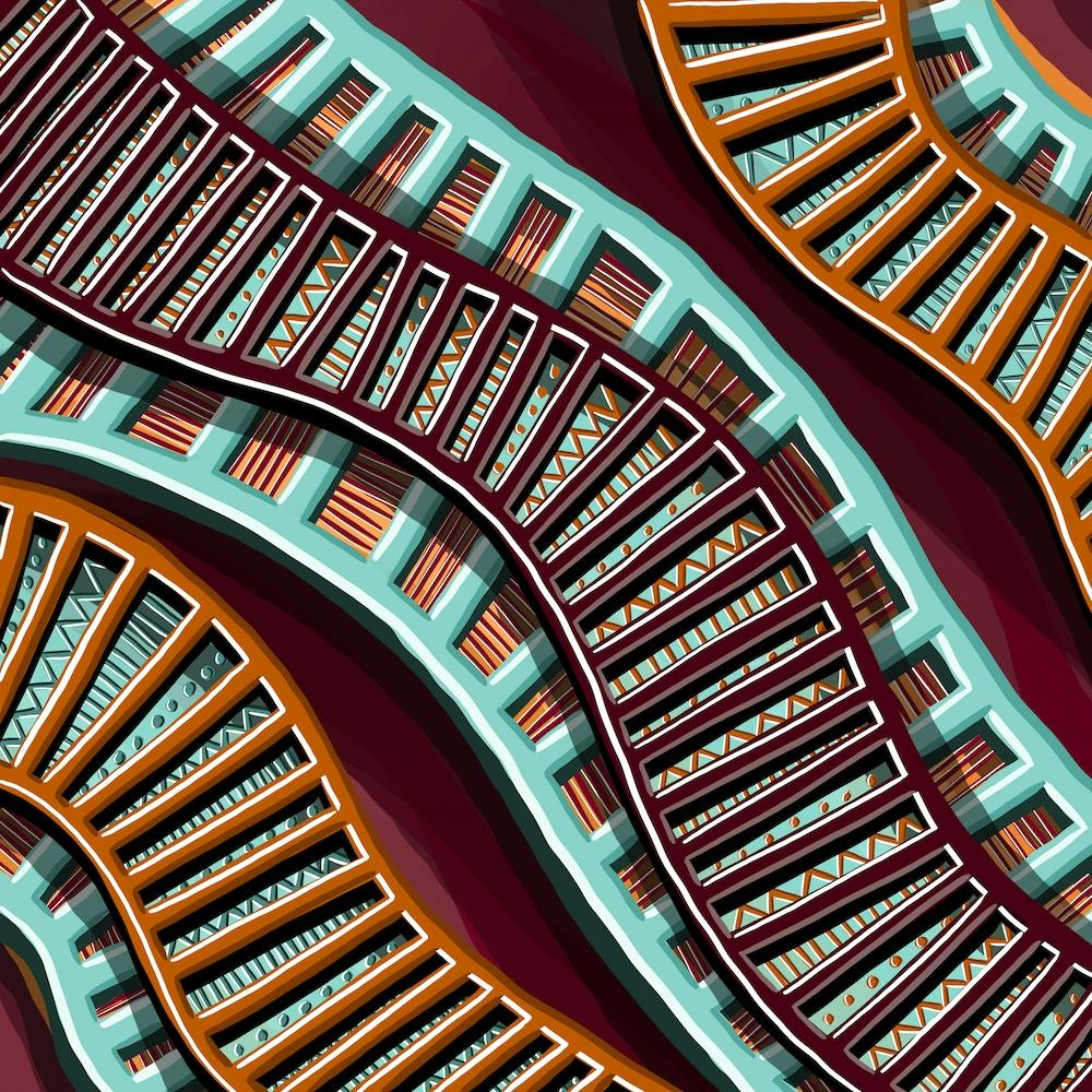 Colorful Egyptian African Traditional Abstract Modern Retro Art - Geometrical Shapes and Retro African Tribal Swirls