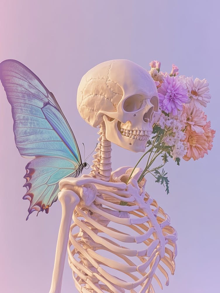 Skeleton With Flowers 1