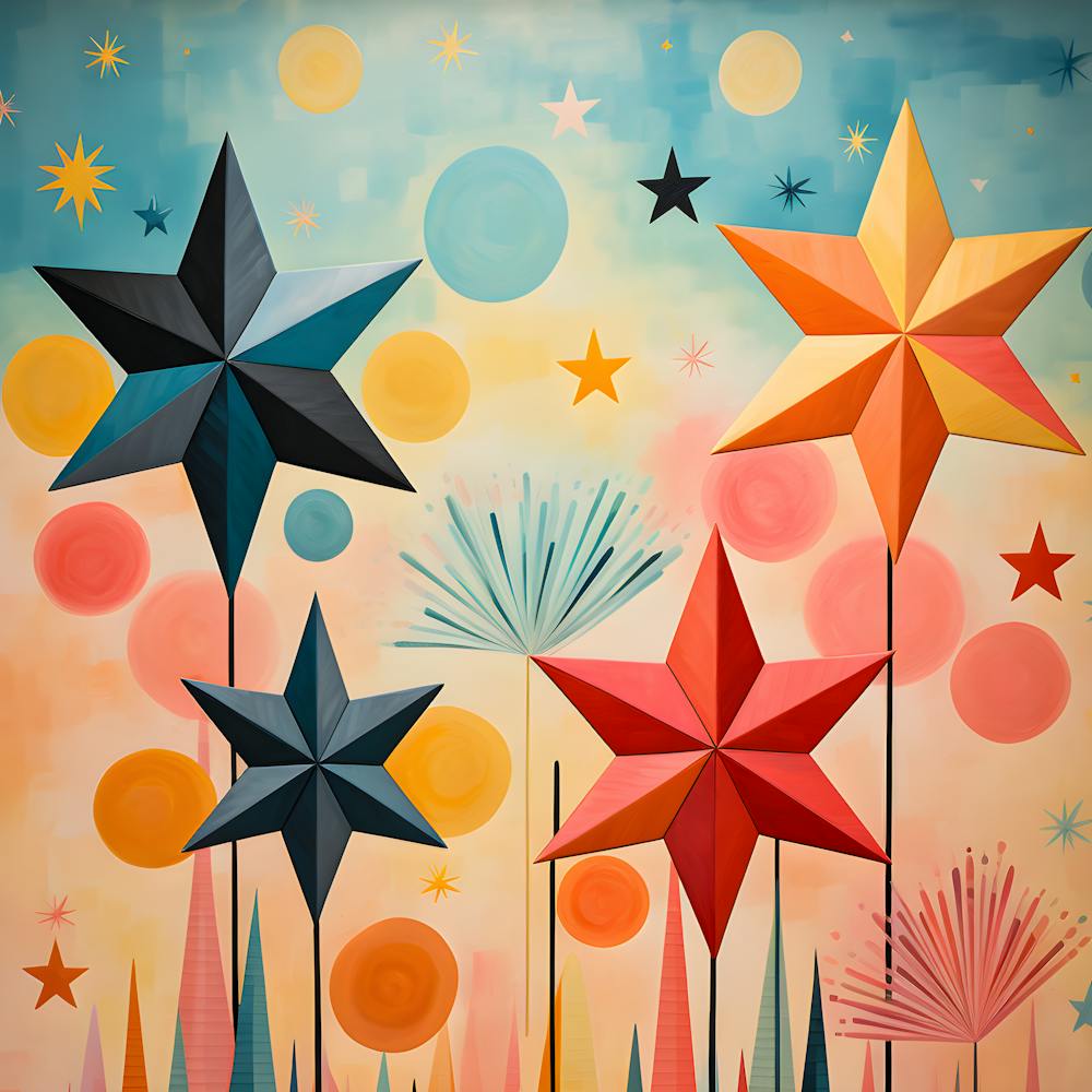 Modern Starburst Art: Abstract Geometric Design with Retro Flair