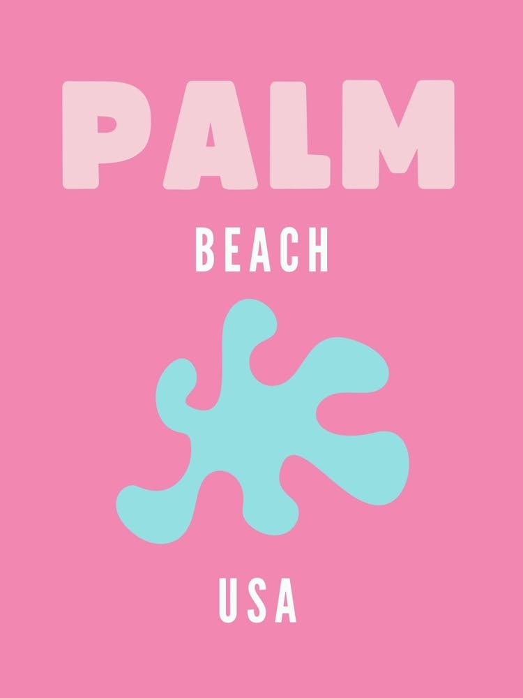 Palm Beach Florida wall art | Trendy pink travel print |