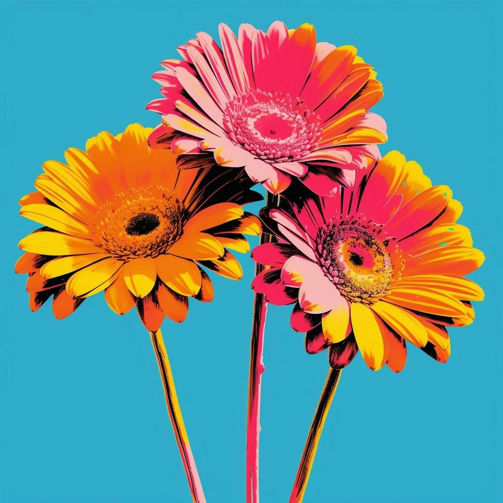 Andy Warhol Style Pop Art Flowers Daisy 3 Square