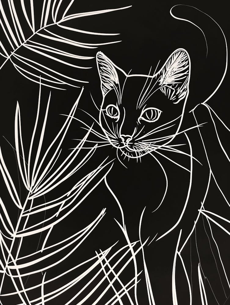 Balinese Cat Minimalist Illustration 1