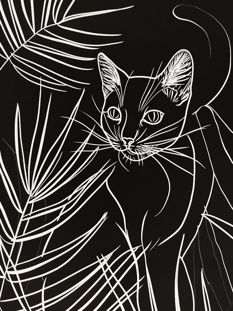 Balinese Cat Minimalist Illustration 1