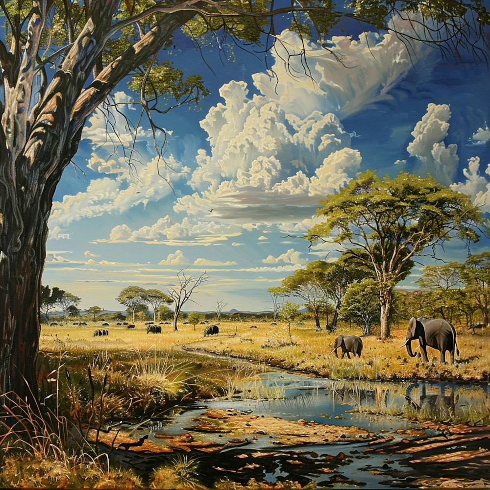 A Hwange National Park In Zimbabwe Oil Painting