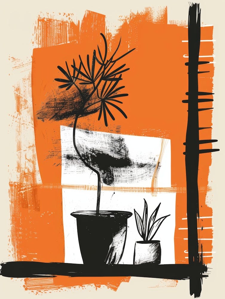 Orange And Black Abstract Painting 5