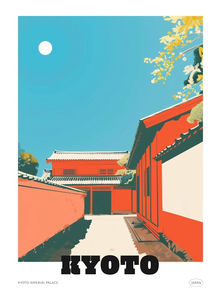 Kyoto Imperial Palace 2 Colourful Illustration Poster