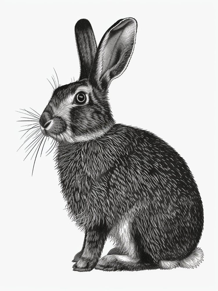 Belgian Hare Blockprint Illustration 2