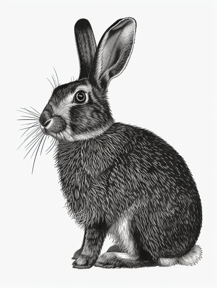 Belgian Hare Blockprint Illustration 2