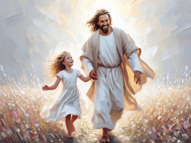 Happy Days, Christian Art, Jesus And Girl, Jesus Christ Art, Lds Art, Bible Wall Art, Picture Of Jesus With Children, Christian Painting