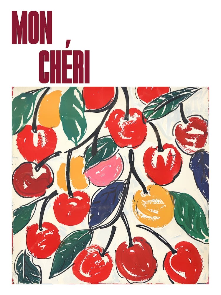 Mon Cheri Poster Cherry Painting Matisse Style 4