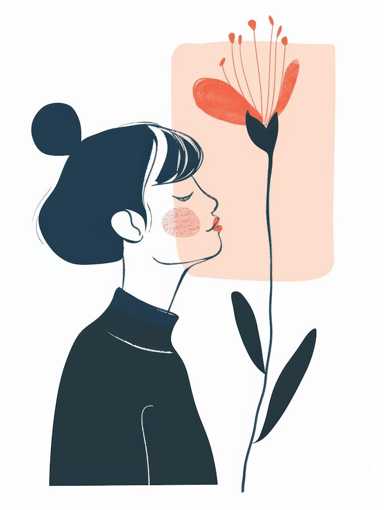 Girl Smelling Flower