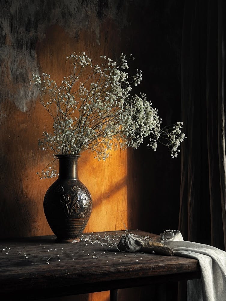 Baroque Floral Still Life Babys Breath 3