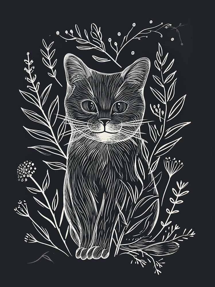 Munchkin Cat Minimalist Illustration 3