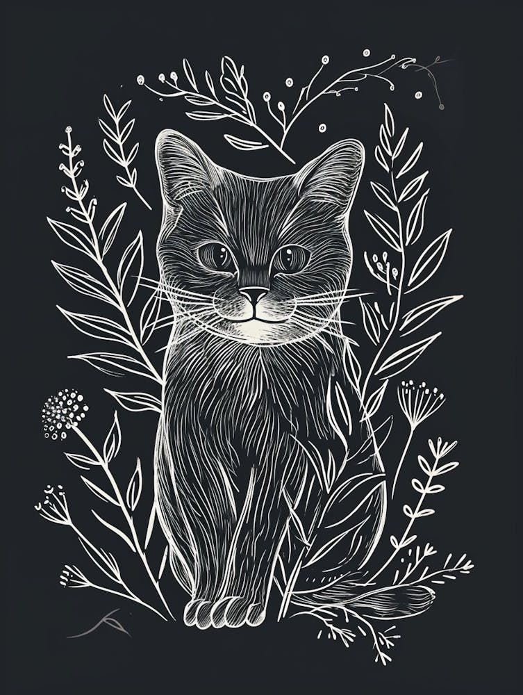 Munchkin Cat Minimalist Illustration 3