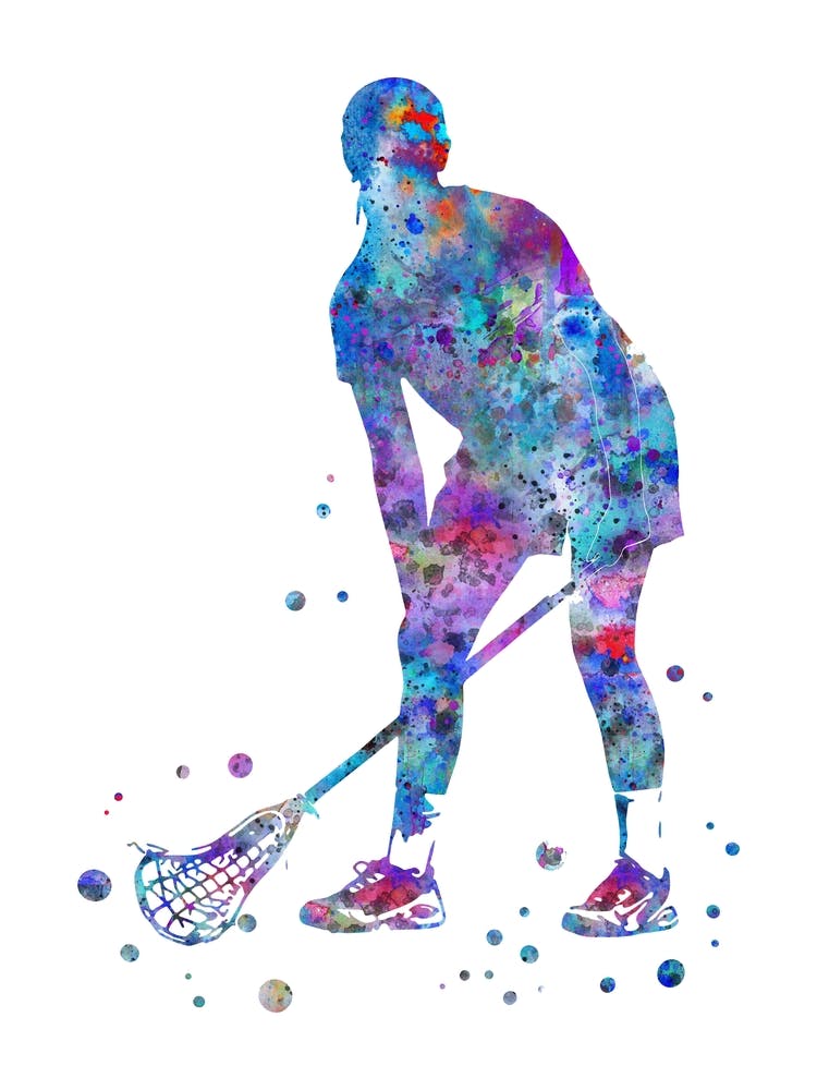 Lacrosse Player Girl Watercolor