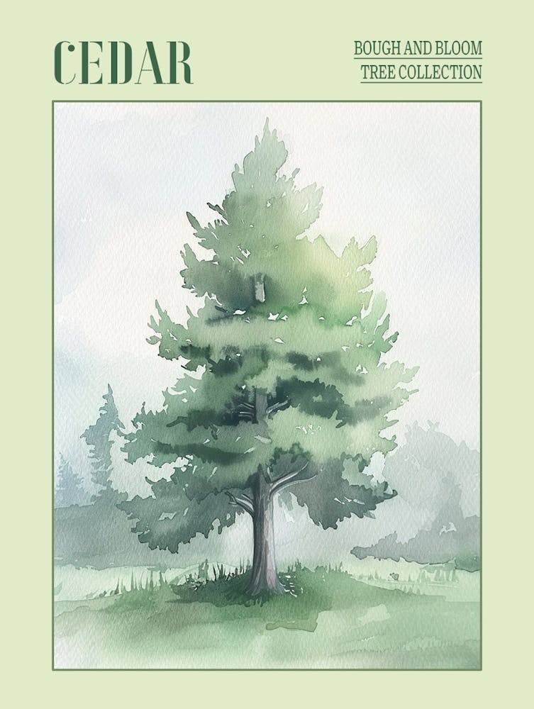 Cedar Tree Atmospheric Watercolour Painting 3 Poster