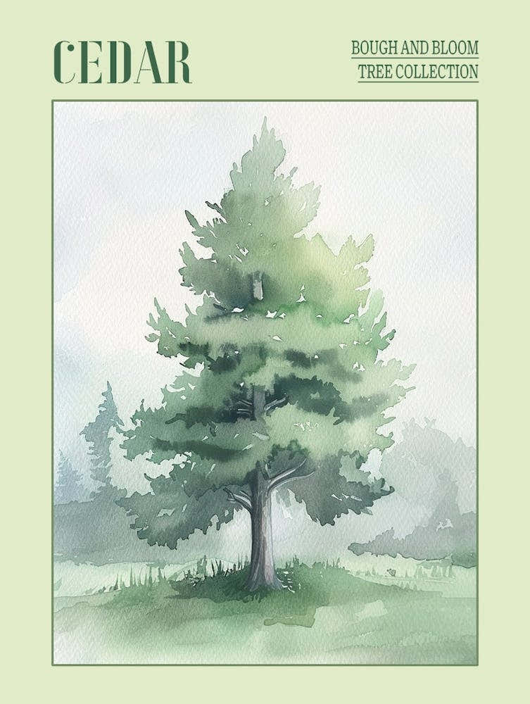 Cedar Tree Atmospheric Watercolour Painting 3 Poster