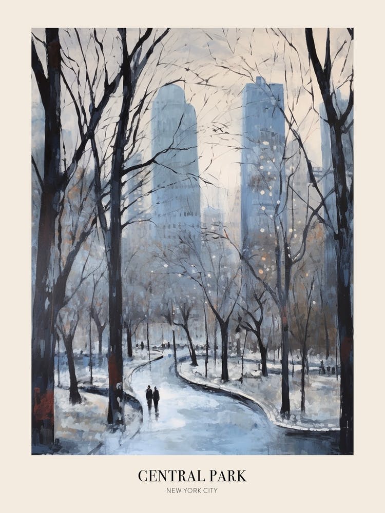 Winter City Park Poster Central Park New York City 1