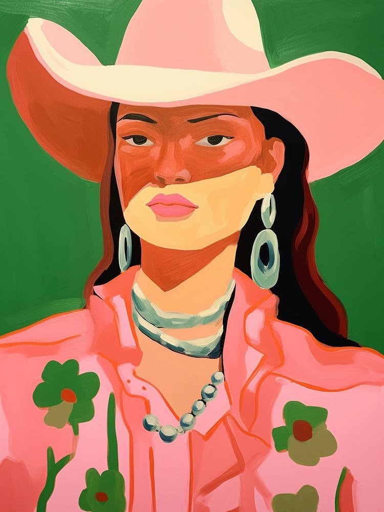 Abstract Painted Floral Cowgirl