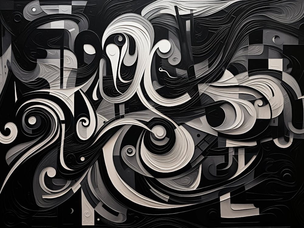 Harmony And Discord Abstract Black And White 5