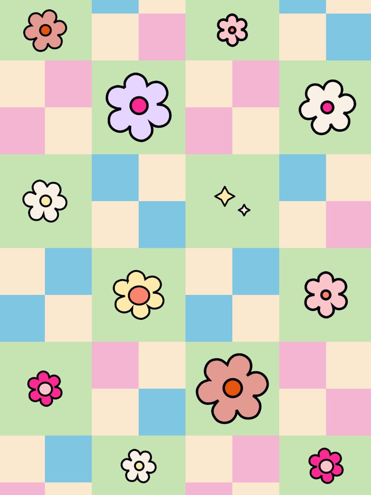 Checkerboard Flower Pastel Checker
