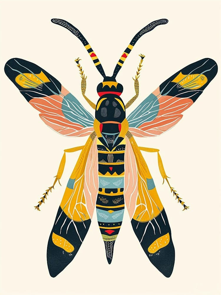 Colourful Insect Illustration Yellowjacket 2