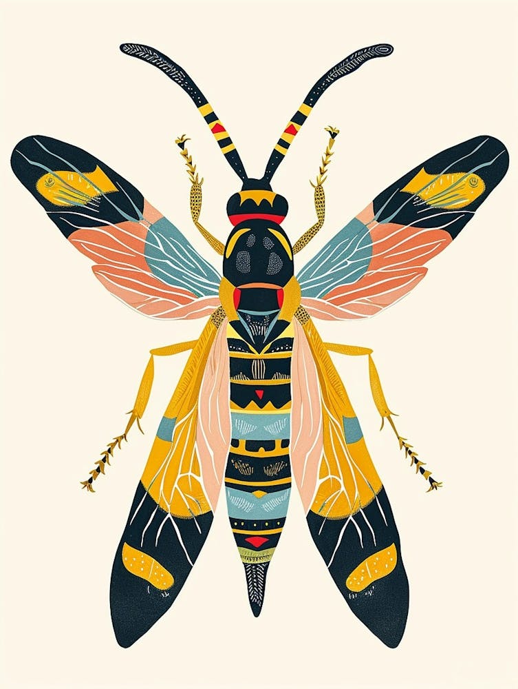 Colourful Insect Illustration Yellowjacket 2