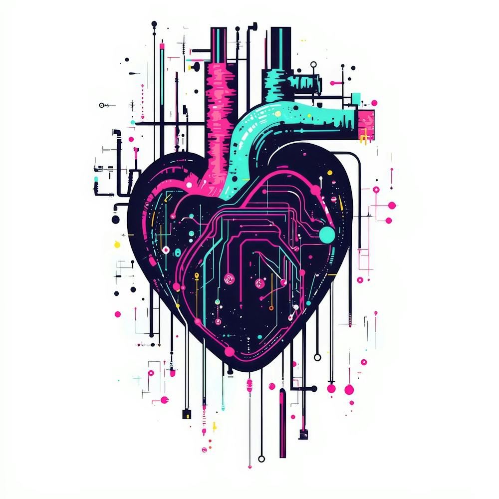 Heart Of Technology.Generated AI. Wall