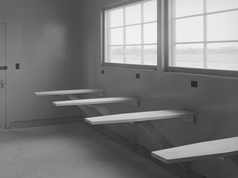 Interior Of Ironing Room At Migratory Labor Camp At Sinton, Texas By Russell Lee