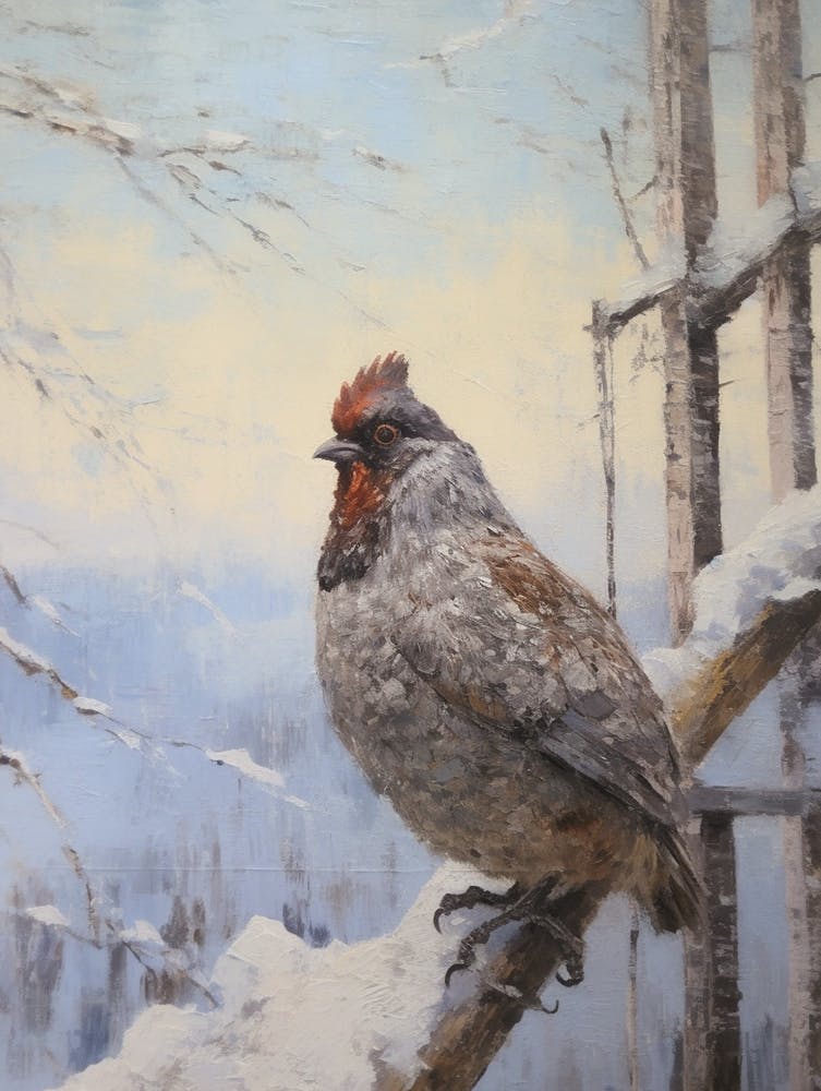 Vintage Winter Animal Painting Grouse 3