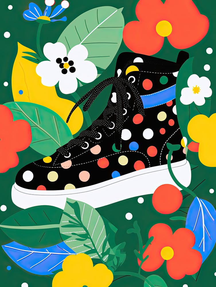 Blumenfeld und Turnschuhe