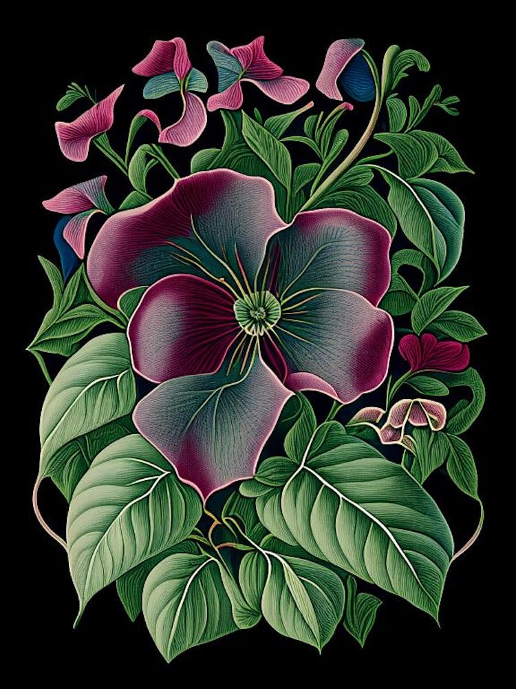 Vinca Floral 1 Botanical Vintage Poster Flower