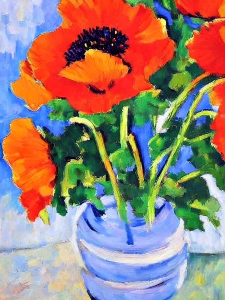 Abstrait Floral Coquelicot Bloc de Couleurs 2 2 Fleurs