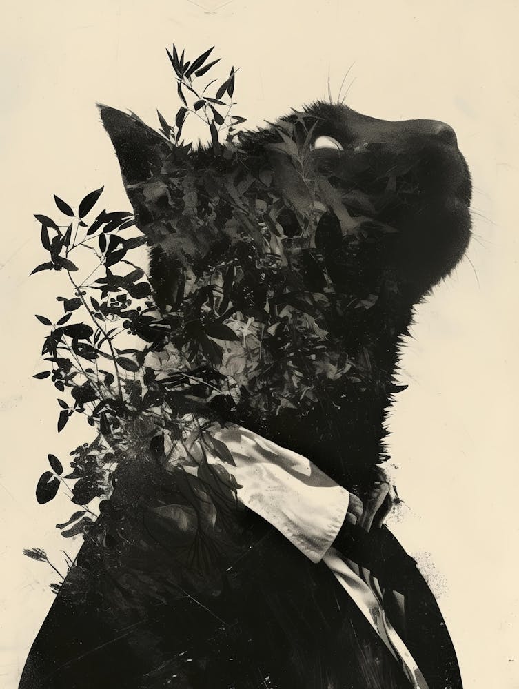 Cat With Leaves On His Head