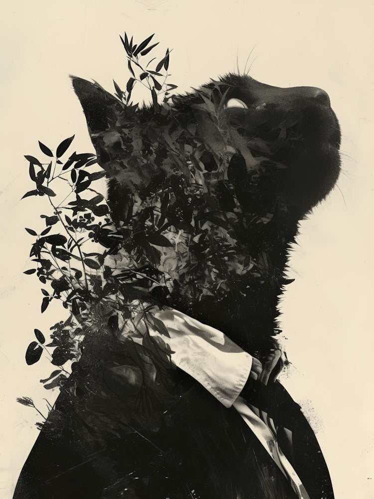 Cat With Leaves On His Head