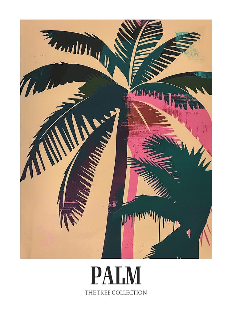Palm Tree Colourful Illustration 2 Poster