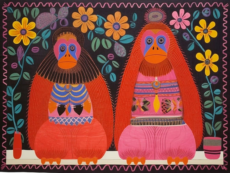 Orang-Utan 2 Volksstil Tierillustration