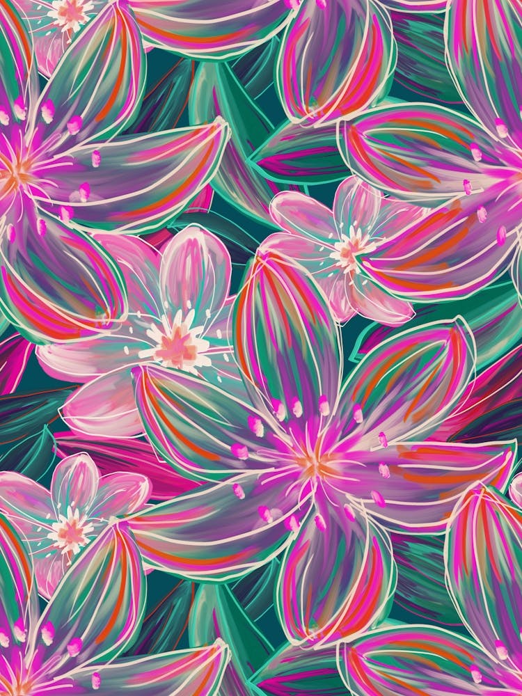 Fluo Blüte Lila & Smaragd