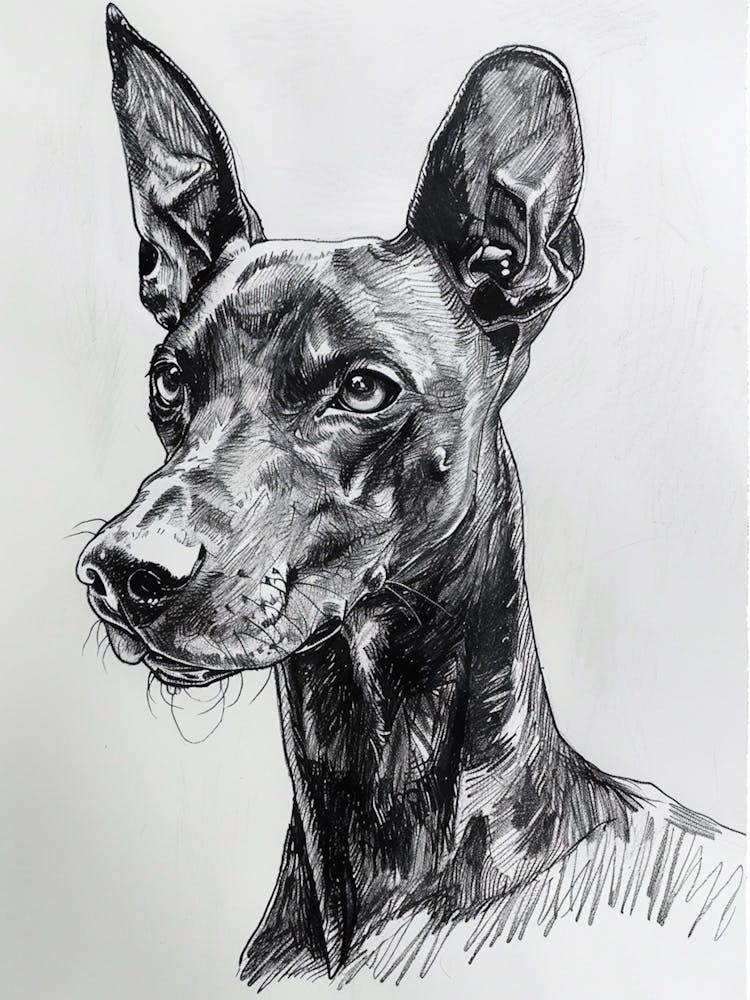 Pinscher Dog Line Sketch 2
