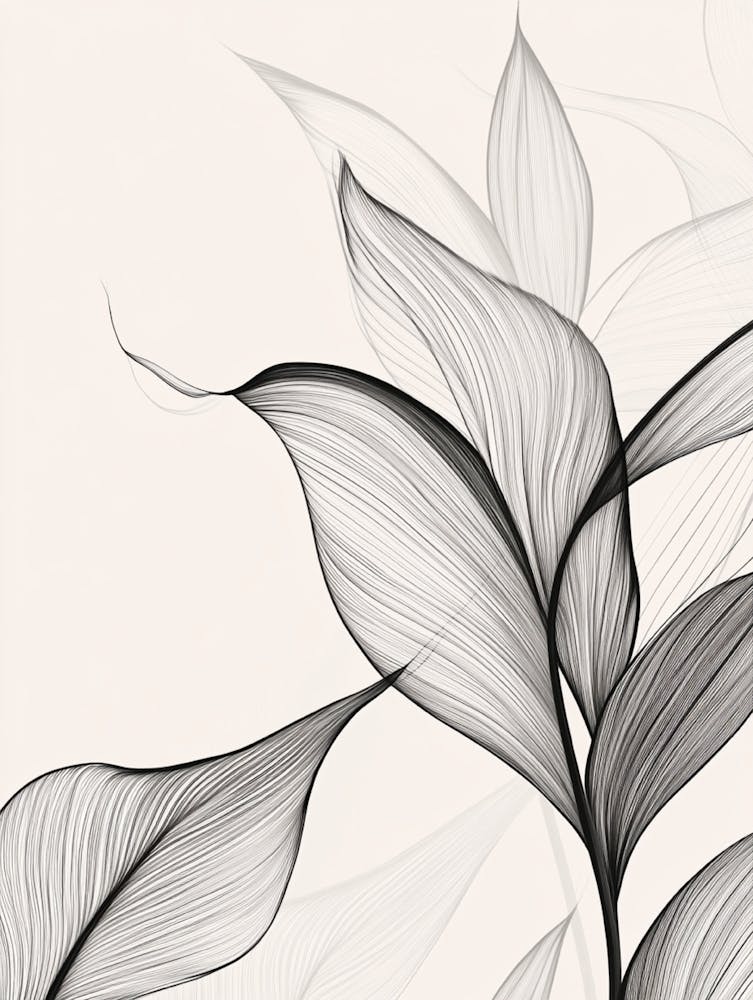 Black And White Leaves 1