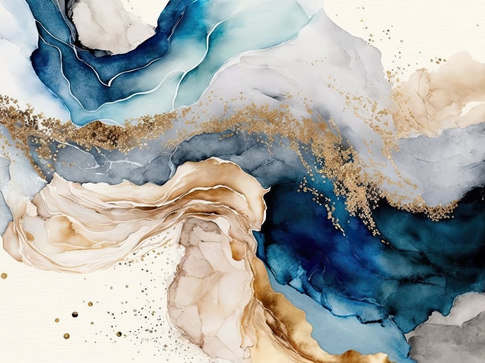 Blue Gold Marble Abstract 3