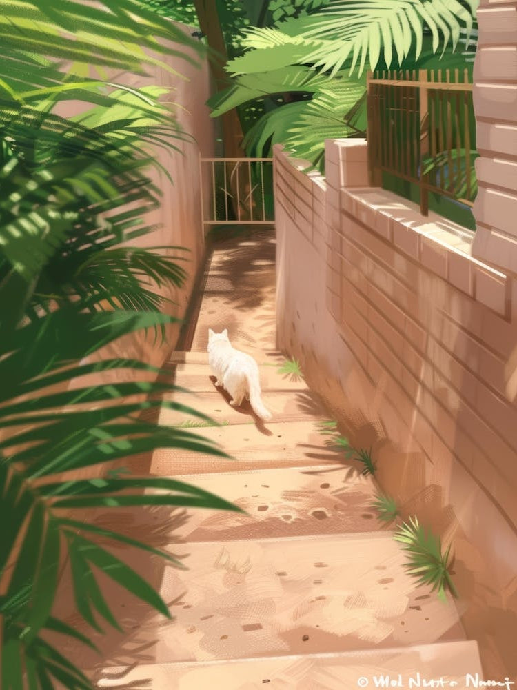 Cat Walking Down A Path