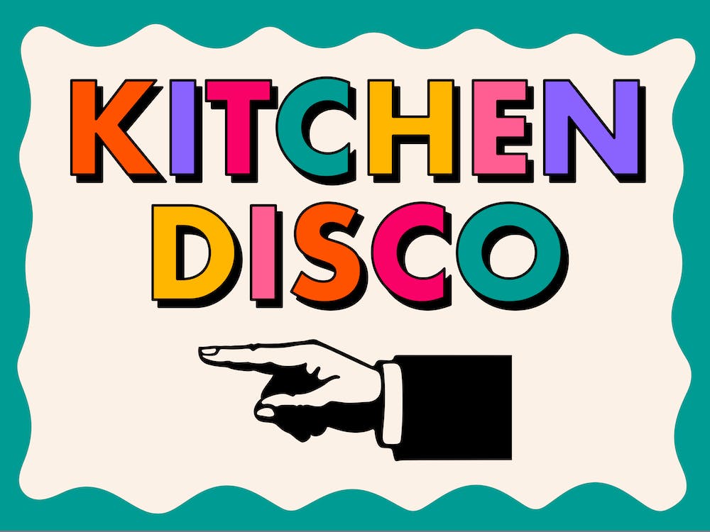 Kitchen Disco Rainbow Green Left Arrow Print