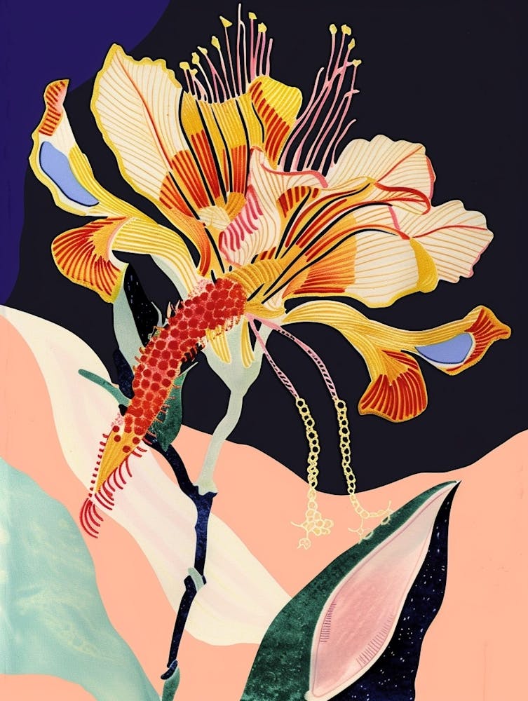 Farbenfrohe Blumenillustration Pfauenblume 2