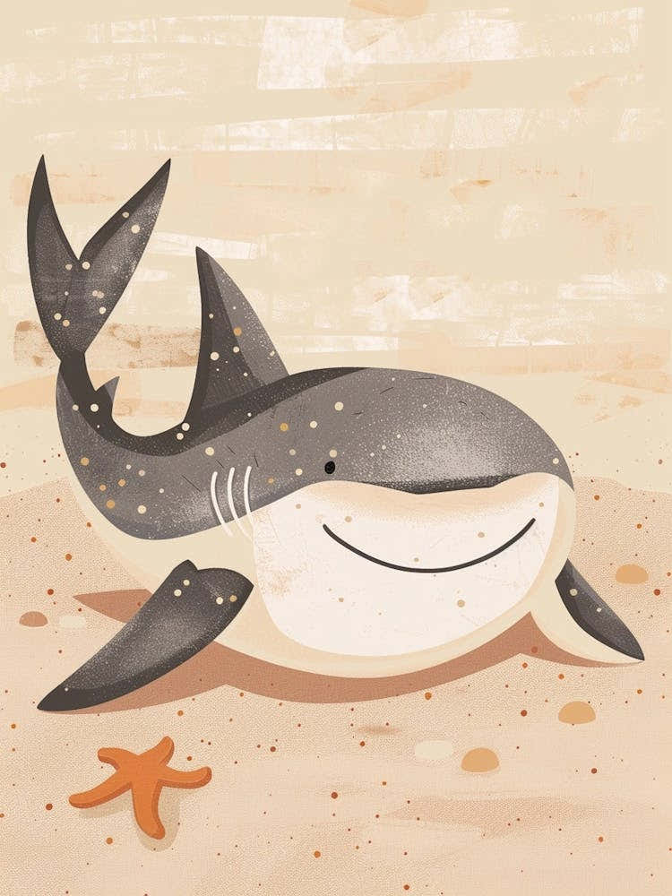 Shark On The Beach Muted Pastels 1