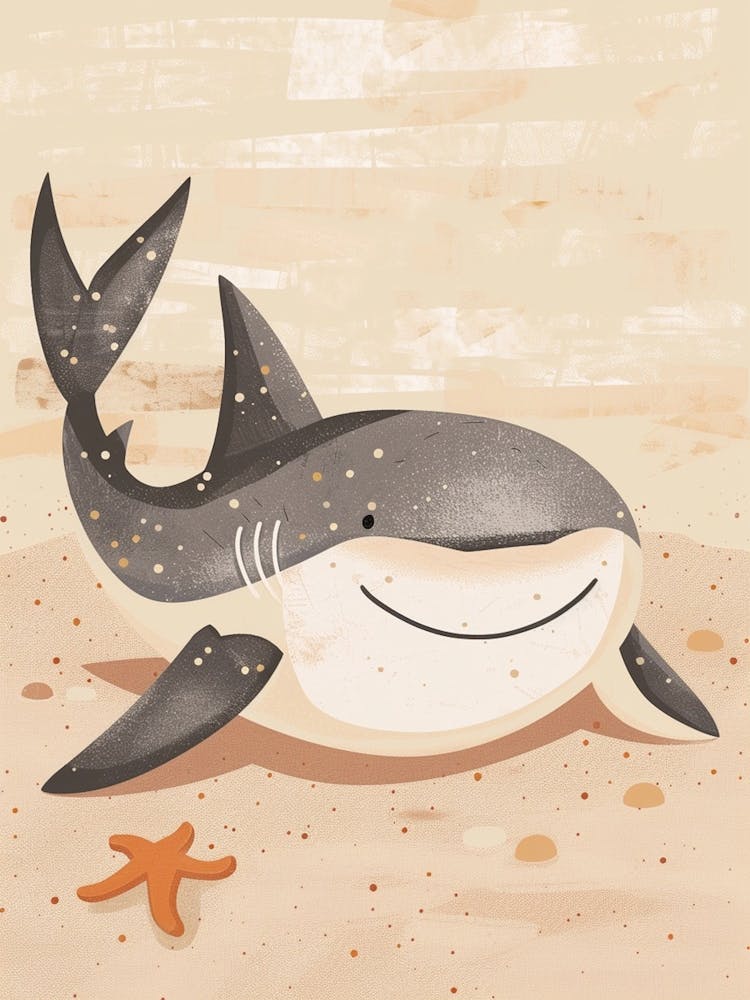 Shark On The Beach Muted Pastels 1